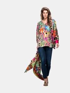 MUCHO GUSTO® Seidenbluse Beverly Hills Multicolor mit Leopardenmuster.