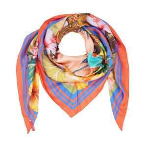 MUCHO GUSTO® Seidenschal St. Tropez Druck mit Papageien im Paradies