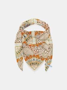 MUCHO GUSTO® Scarf St. Tropez Viscose Beige Orange Paisley and Snake.