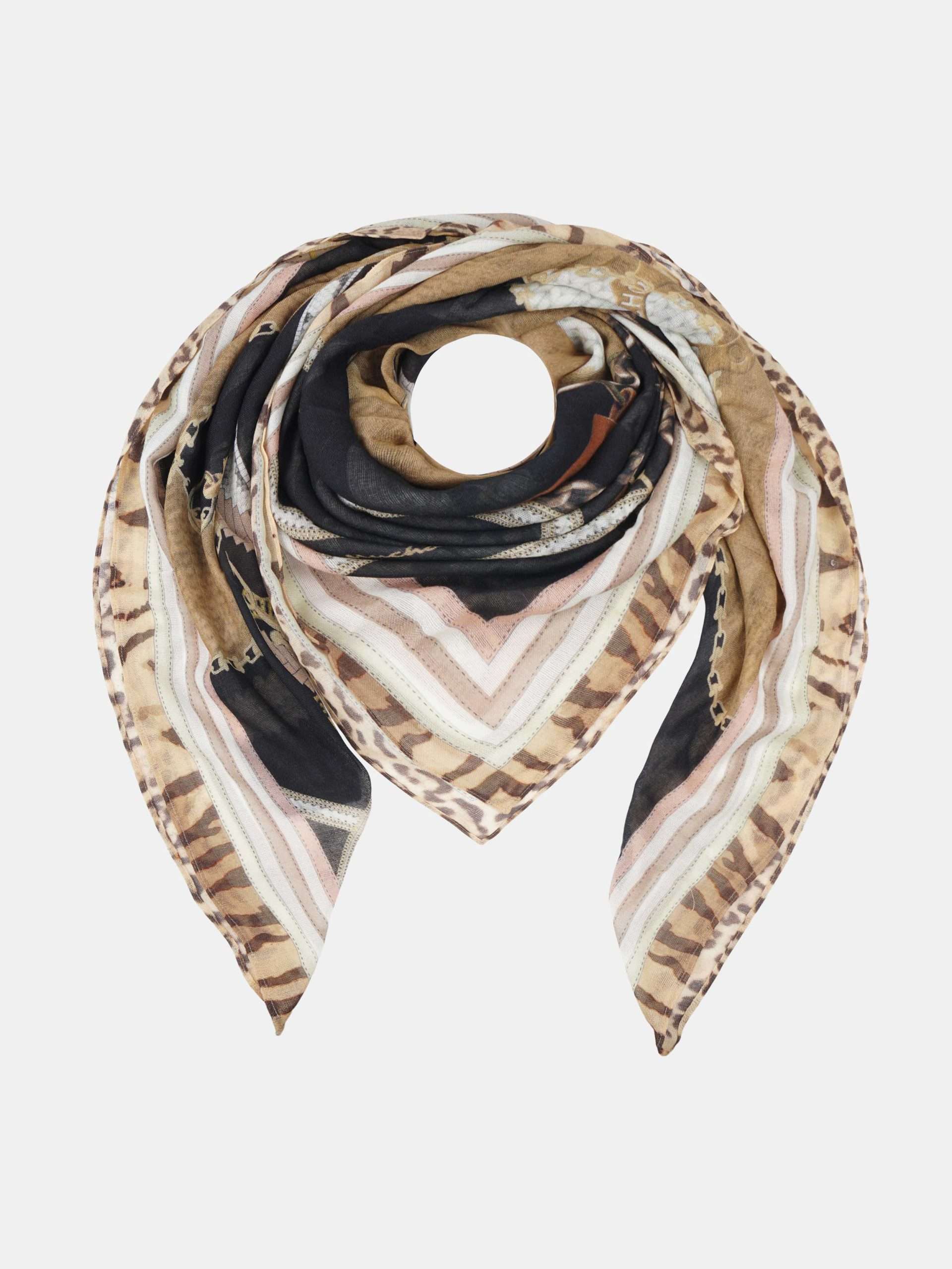 MUCHO GUSTO® Wollschal Zürich Leoparden- und Schlangenmuster mit Gürteldetails.