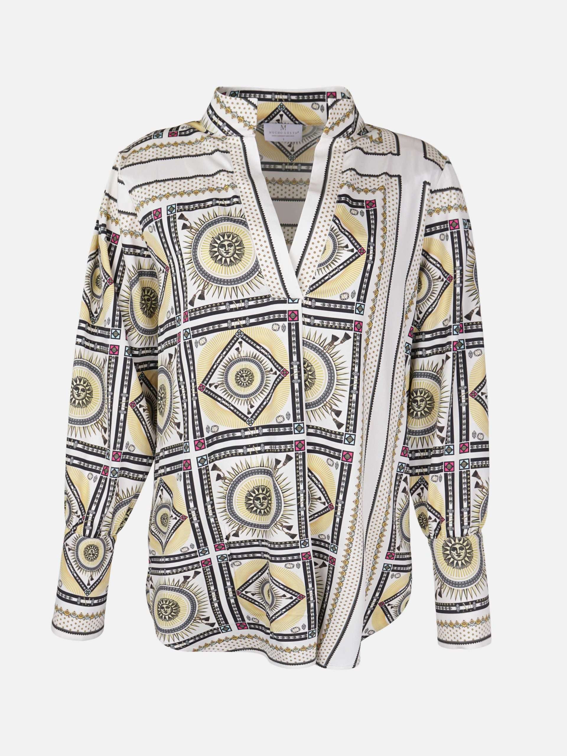 MUCHO GUSTO® Bluse Lüttich Ecru Sunshine Patchwork.