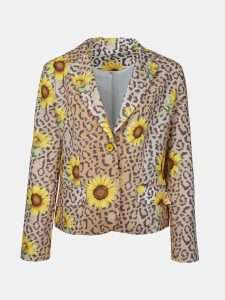 MUCHO GUSTO® Blazer Lesbos Luipaardprint met Zonnebloemen.