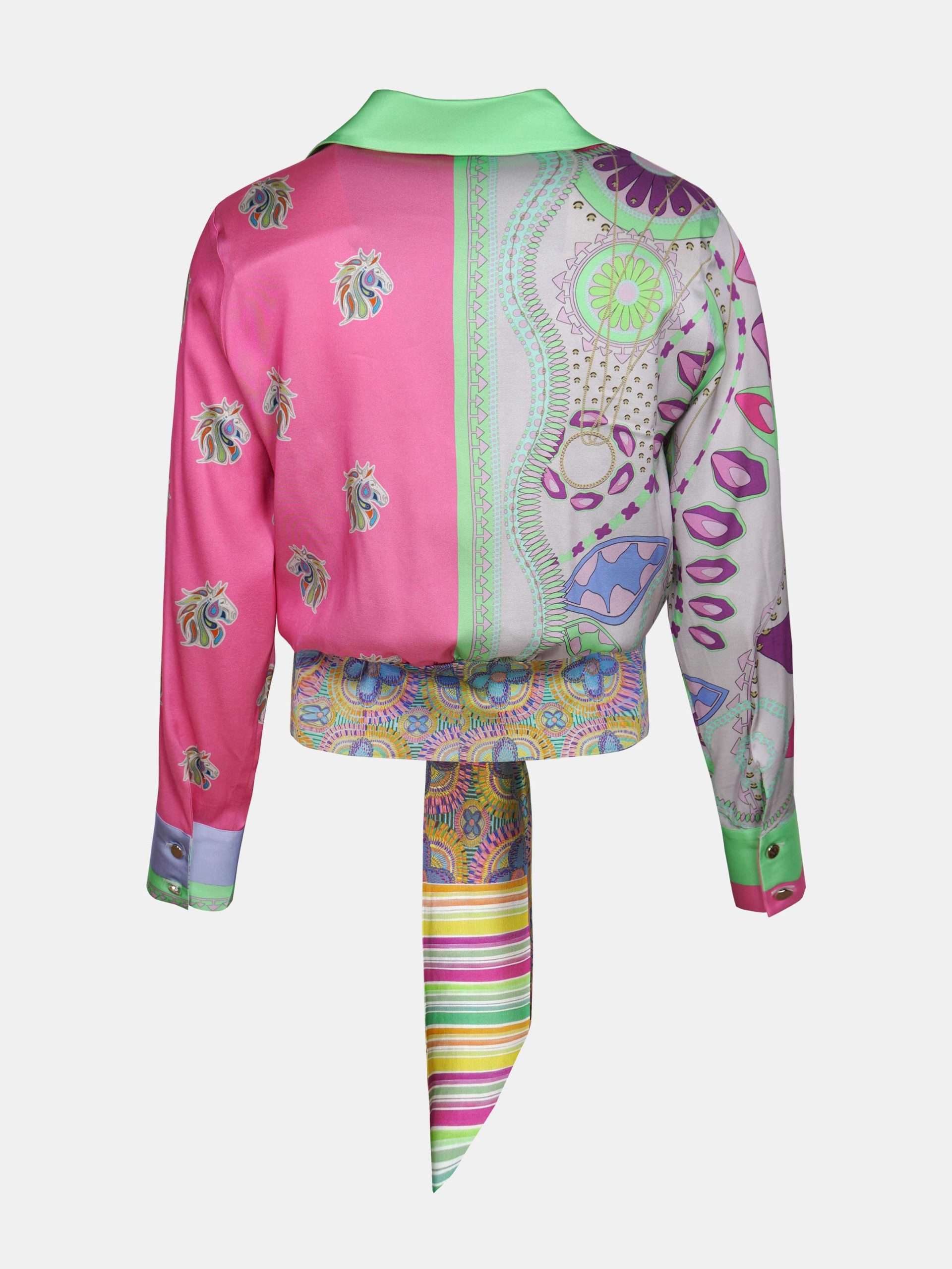 MUCHO GUSTO® Bluse Antwerp Rosa und Grün Patchwork.