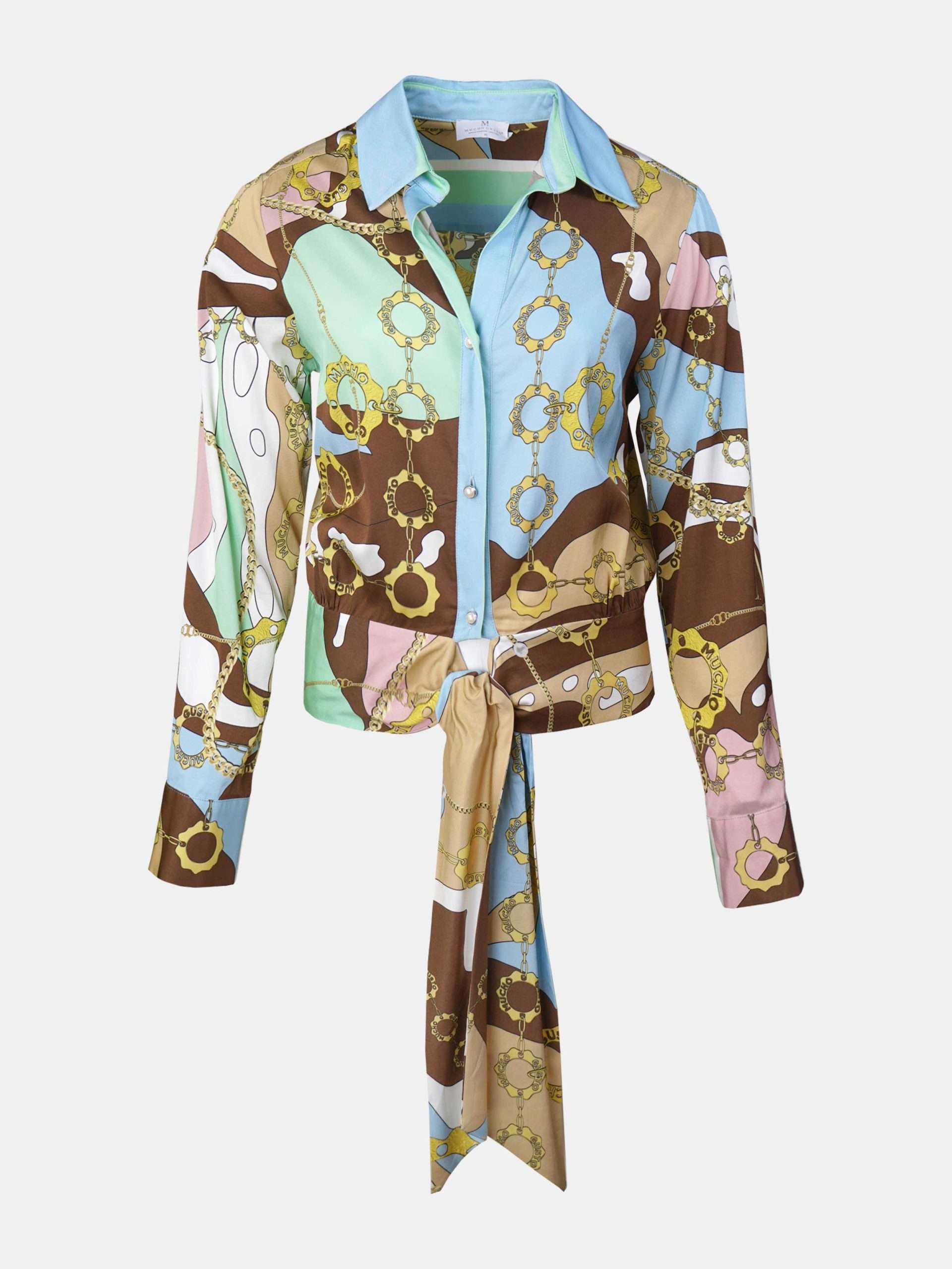 MUCHO GUSTO® Bluse Antwerp pastellfarben mit Ketten