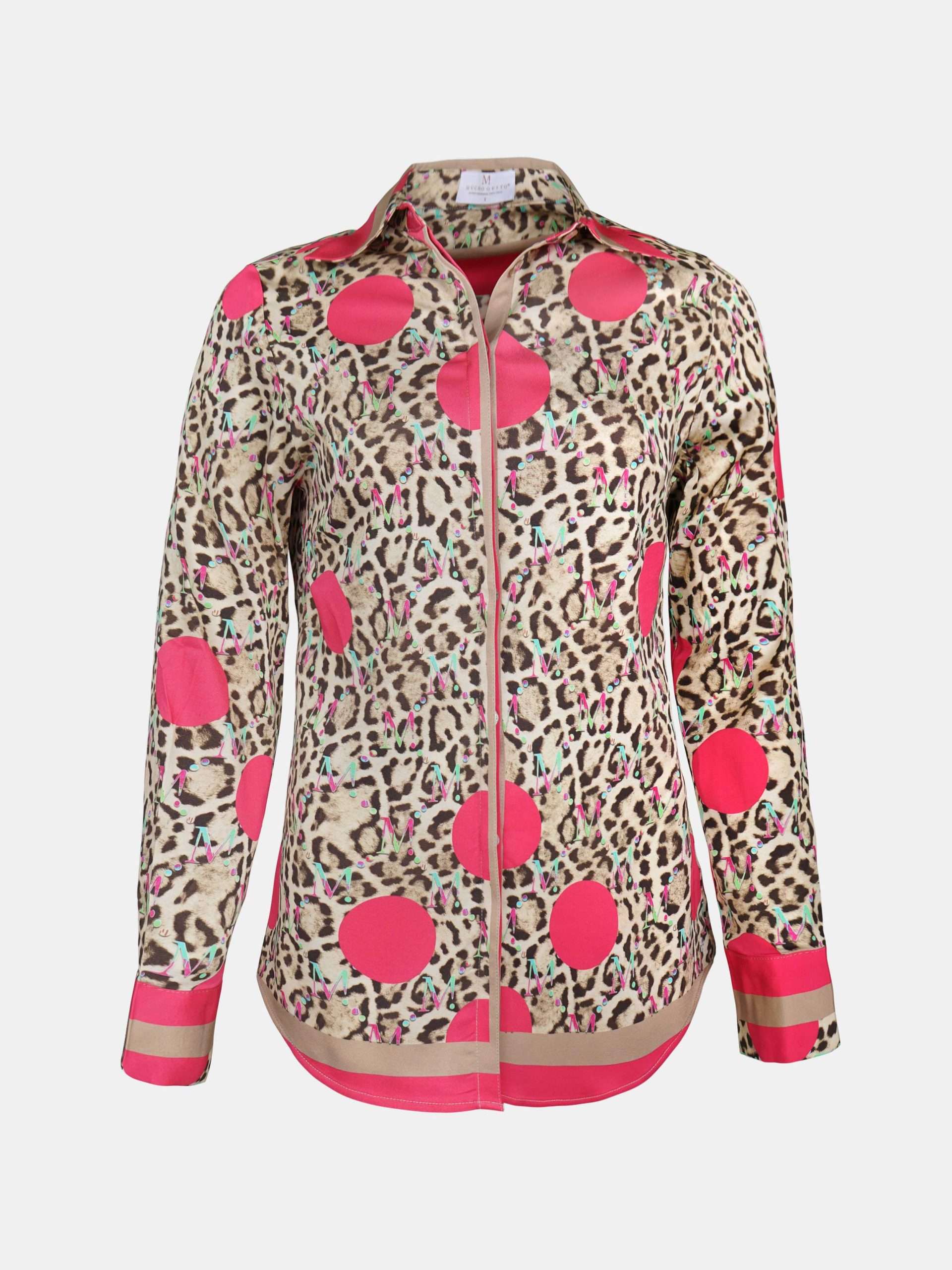 MUCHO GUSTO® Bluse St. Denis Leopard mit rosa Tupfen