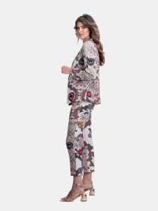 MUCHO GUSTO® Blazer Moon met Beige Slangenprint en Kunstzinnige Gedrukte Patches.