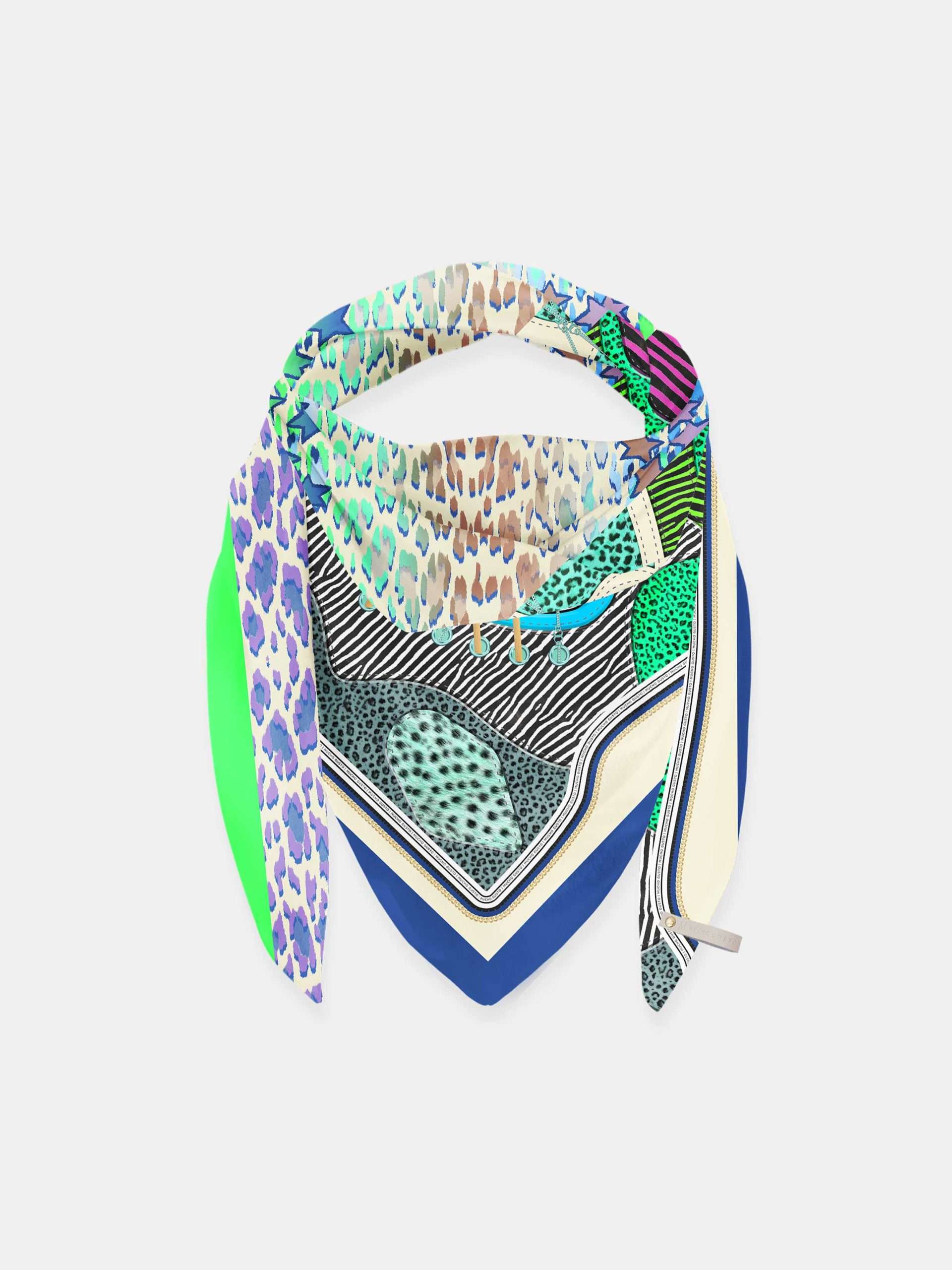 MUCHO GUSTO® Elegante Zijden Sjaal St. Tropez Luxe Luipaard & Sterren