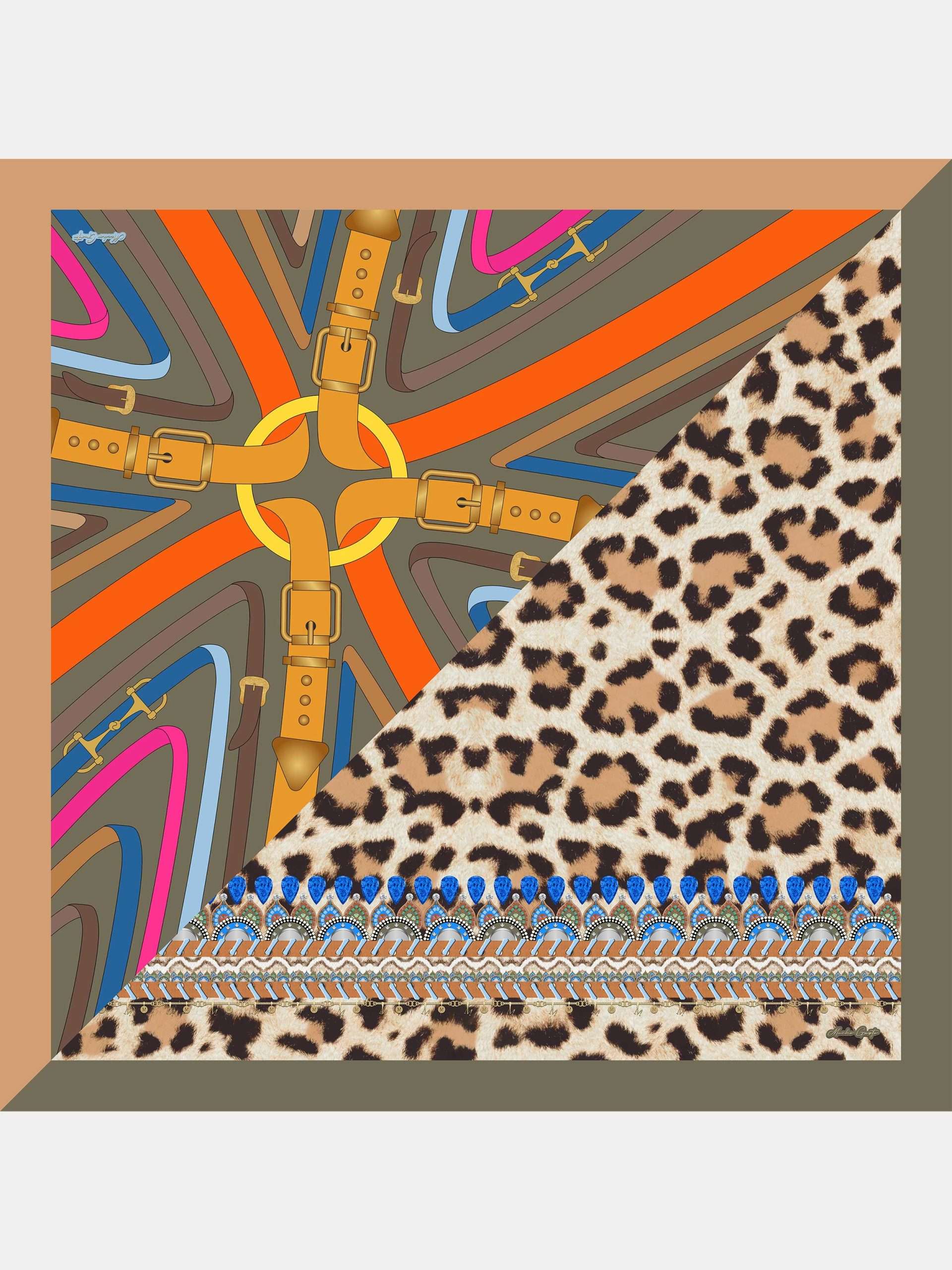 MUCHO GUSTO® Silk Scarf St. Tropez – Leopard Patchwork