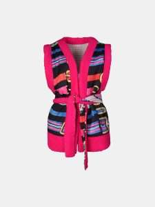 Gilet Teddy Pink Reversible Belt Print