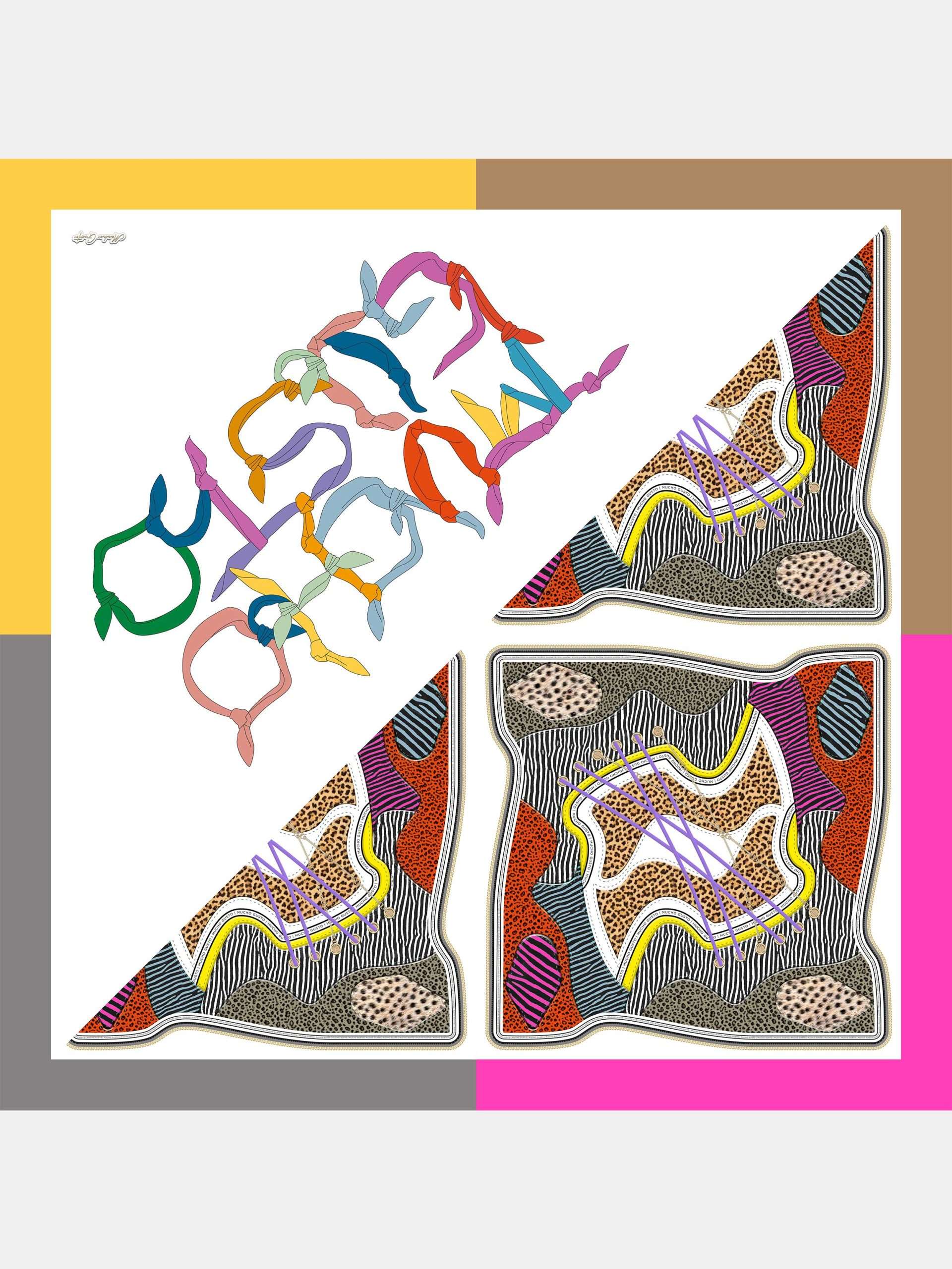 MUCHO GUSTO® Scarf Genova Colorful Bows Patchwork