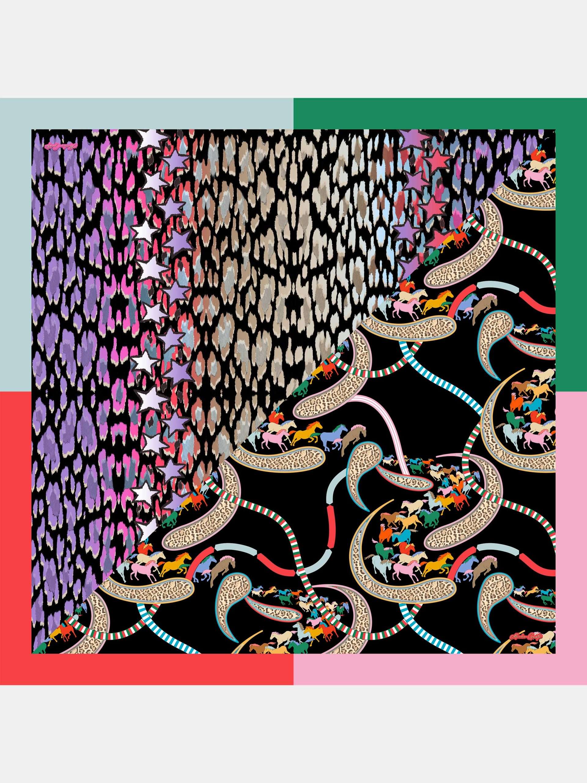 MUCHO GUSTO® Scarf Genova Colorful Star Leopard Print