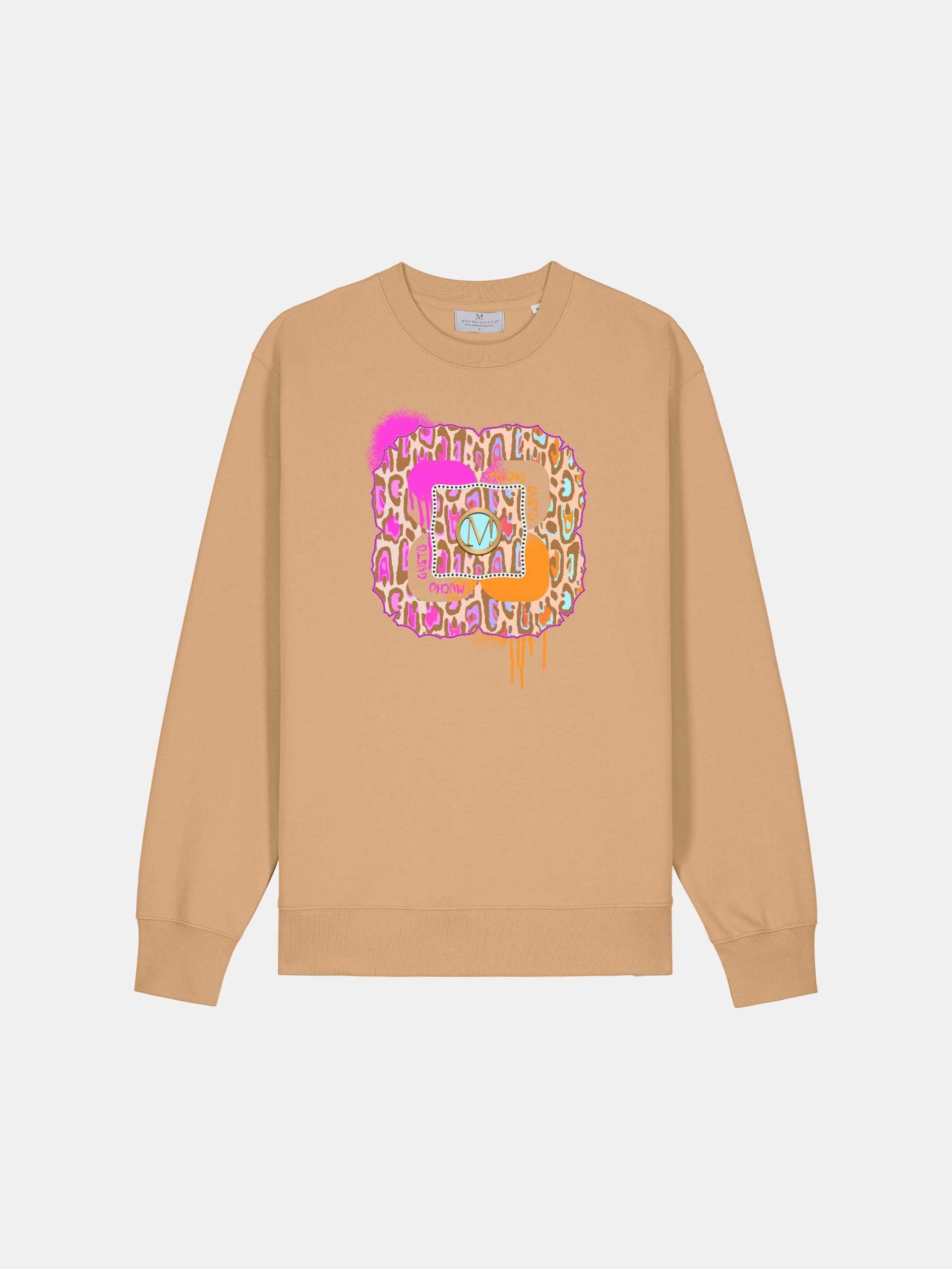 MUCHO GUSTO® Trui Luipaard Fuchsia Turquoise