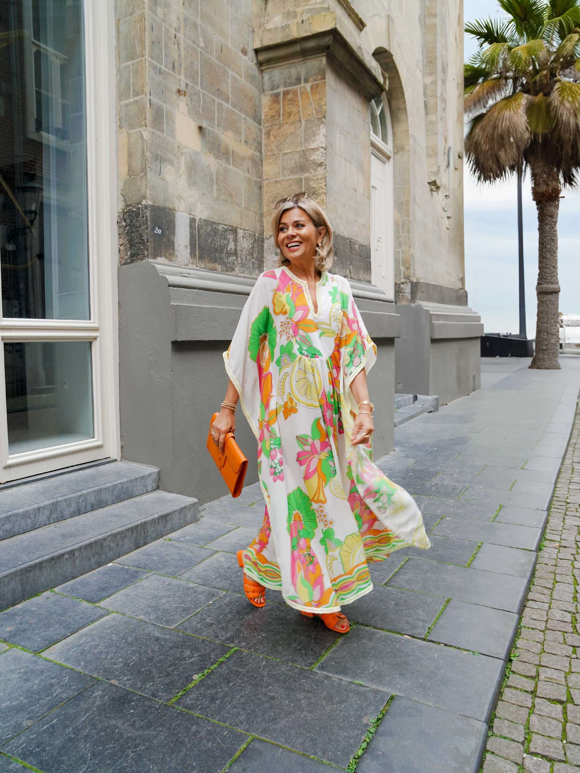 MUCHO GUSTO® Kaftan Capaccio Citroen Bloem Elegantie