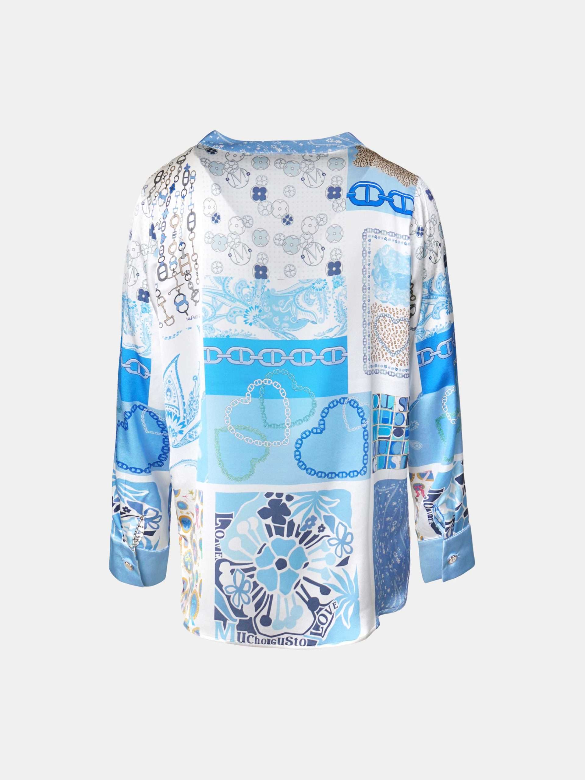 MUCHO GUSTO® Bluse Grazie Blau Herz Eleganz