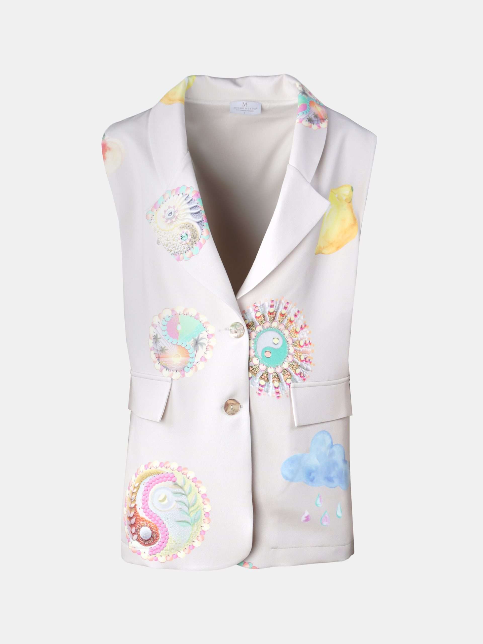 MUCHO GUSTO® Gilet Zanè Wit Klimaat Patchwork