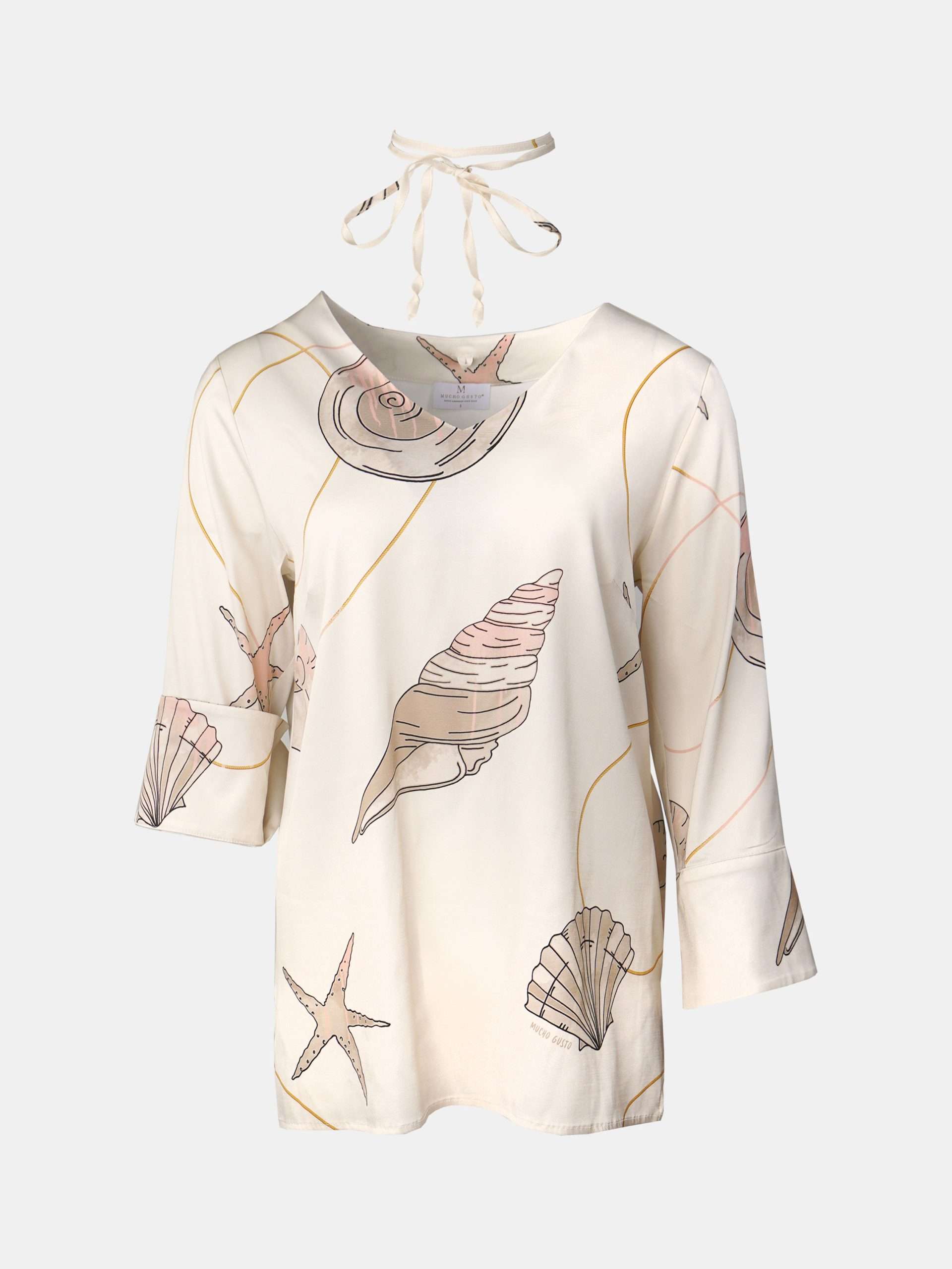 MUCHO GUSTO® Blouse Malediven Creme Zeeschelpenprint