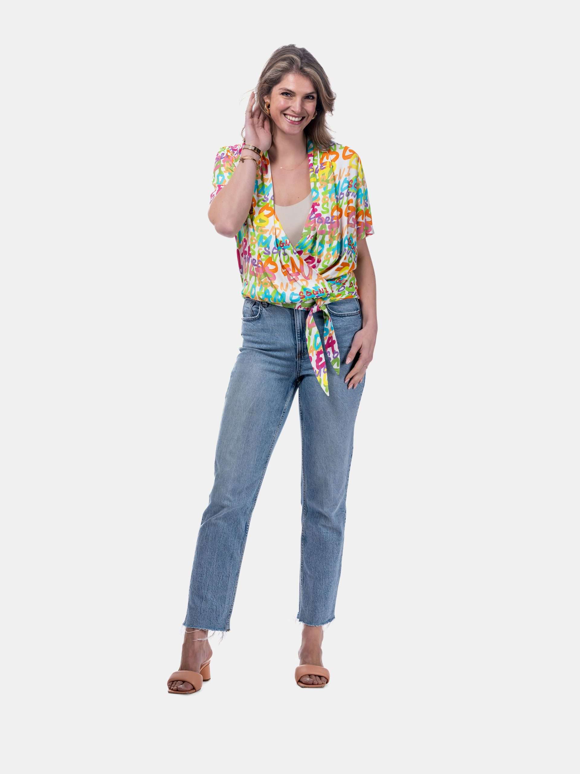 MUCHO GUSTO® Blouse Crete Colorful AMARE Print