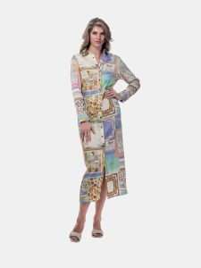 MUCHO GUSTO® Dress Francis Bay Green Blue Multipatchwork