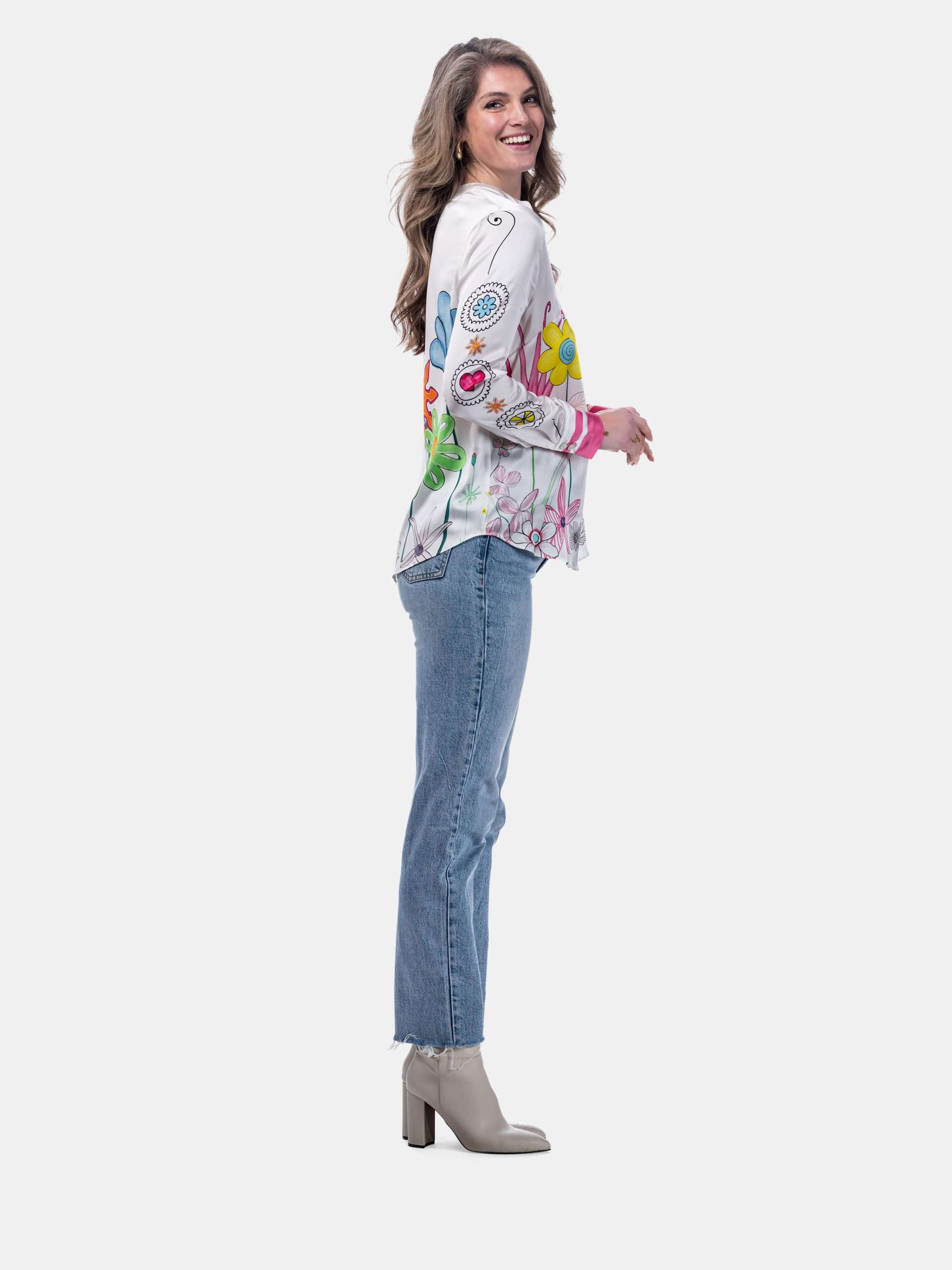 MUCHO GUSTO® Blouse Monza Drawn Flower Elegance