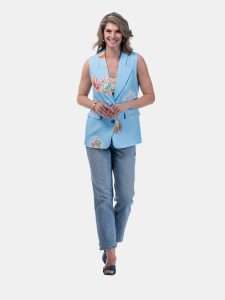 MUCHO GUSTO® Gilet Zanè Light Blue Climate Patchwork