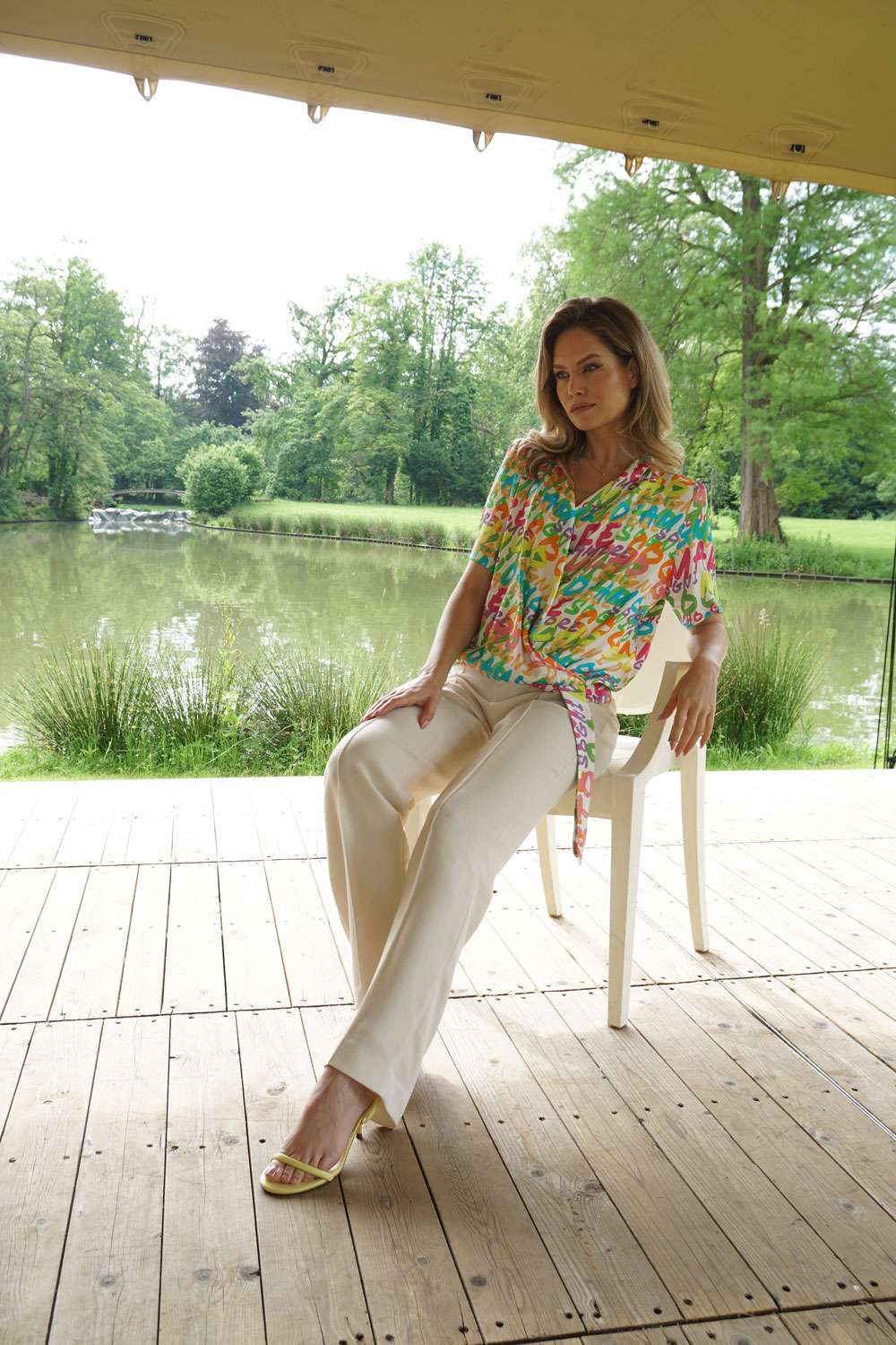 MUCHO GUSTO® Blouse Crete Colorful AMARE Print