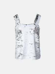 MUCHO GUSTO® Sequin Top White Silver