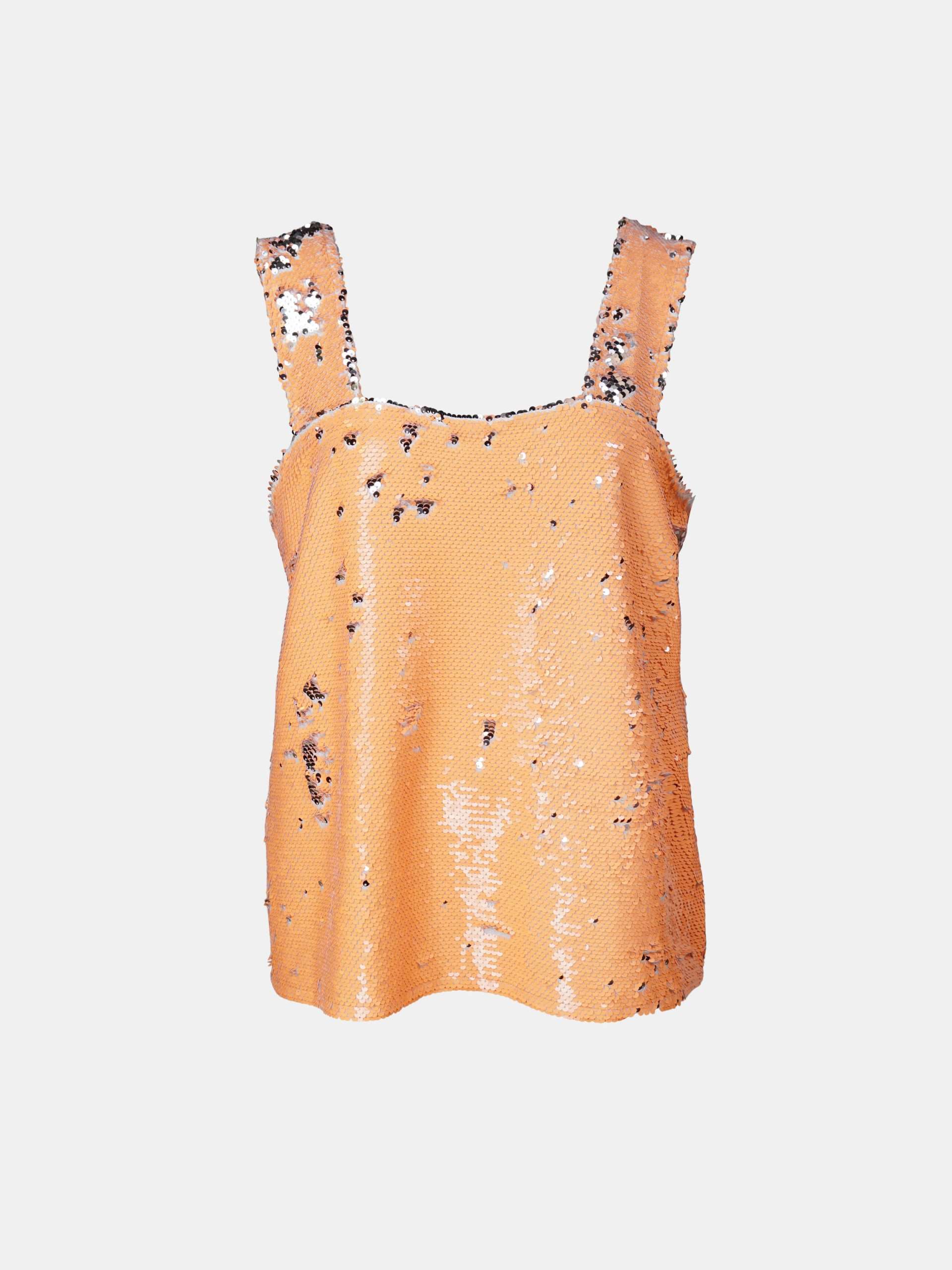 MUCHO GUSTO® Pailletten-Top Orange Silber