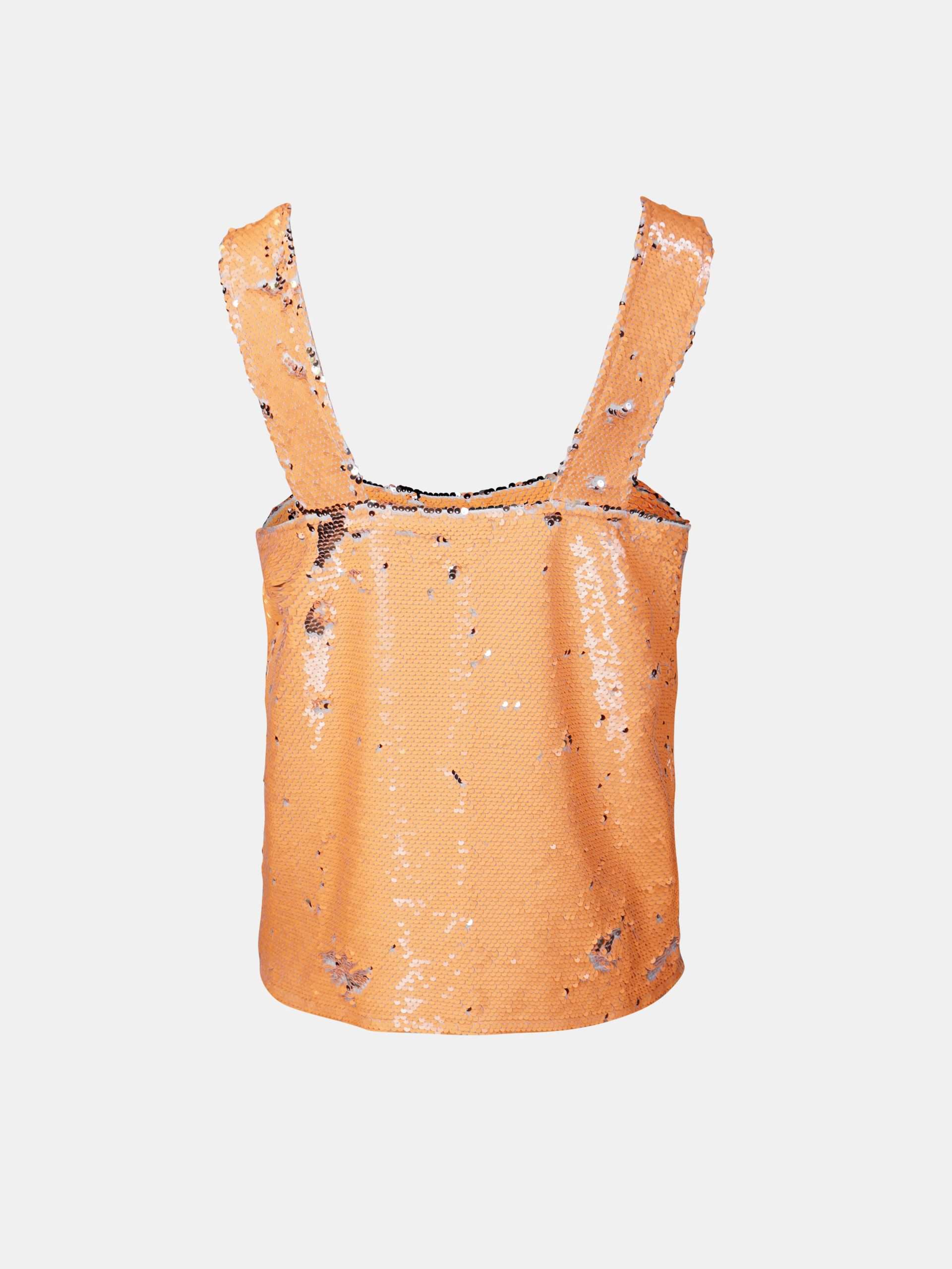 MUCHO GUSTO® Pailletten-Top Orange Silber