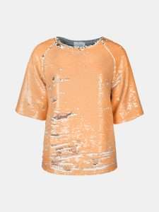 MUCHO GUSTO® Pailletten-Pullover Orange-Silber