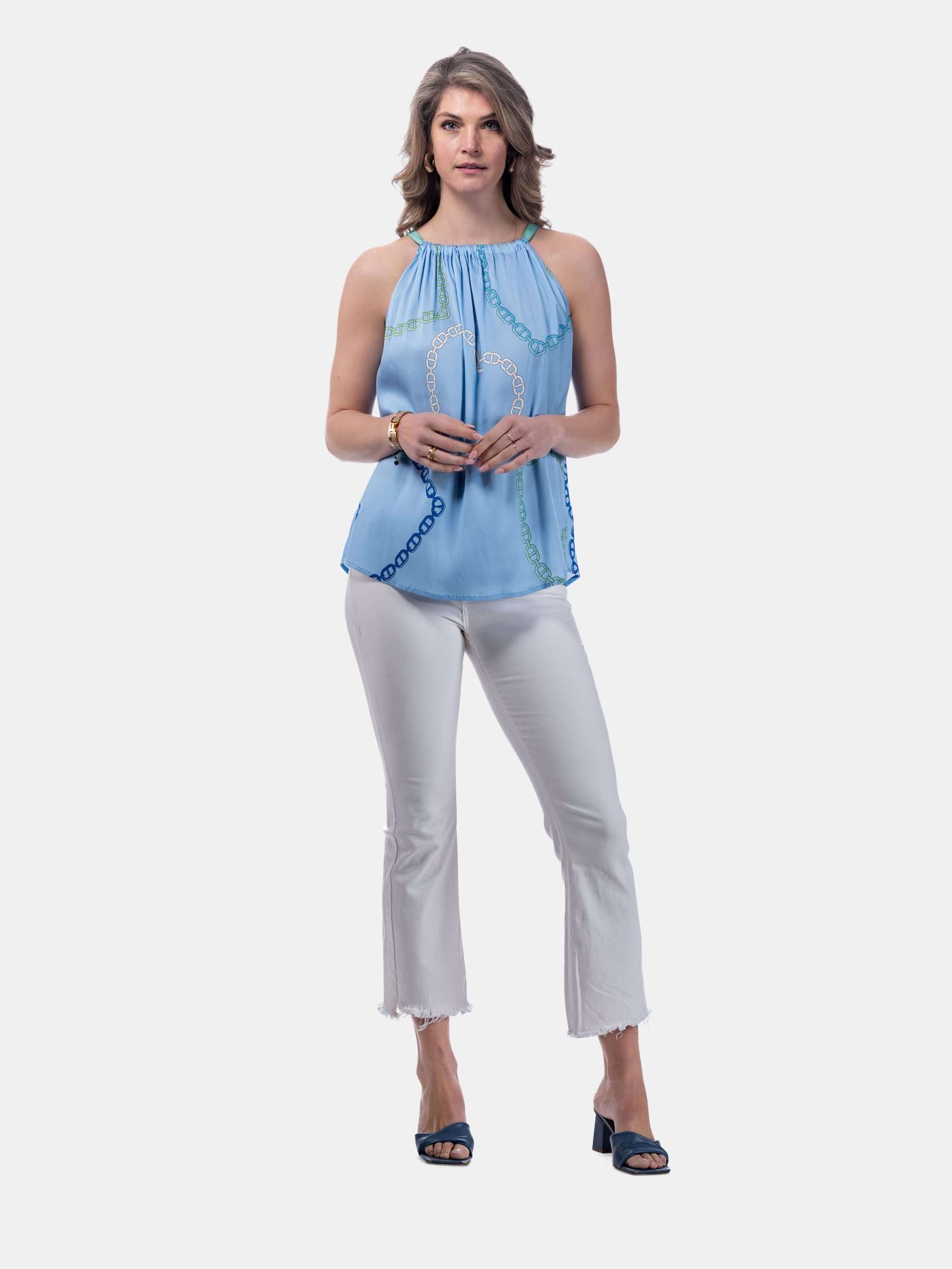 MUCHO GUSTO® Top Dubai Light Blue Chain Heart