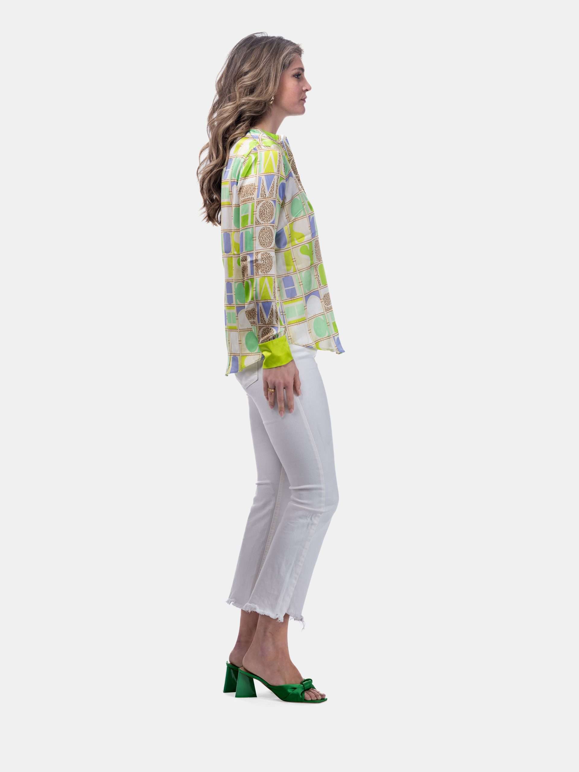 MUCHO GUSTO® Blouse Monza Leopard MG Green Blue
