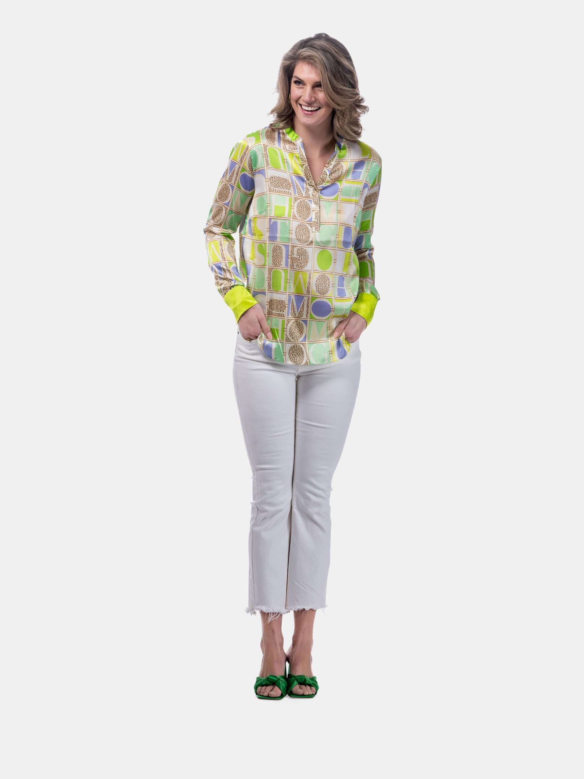 MUCHO GUSTO® Blouse Monza Leopard MG Green Blue