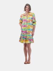 MUCHO GUSTO® Dress Rhodes Colorful Typography