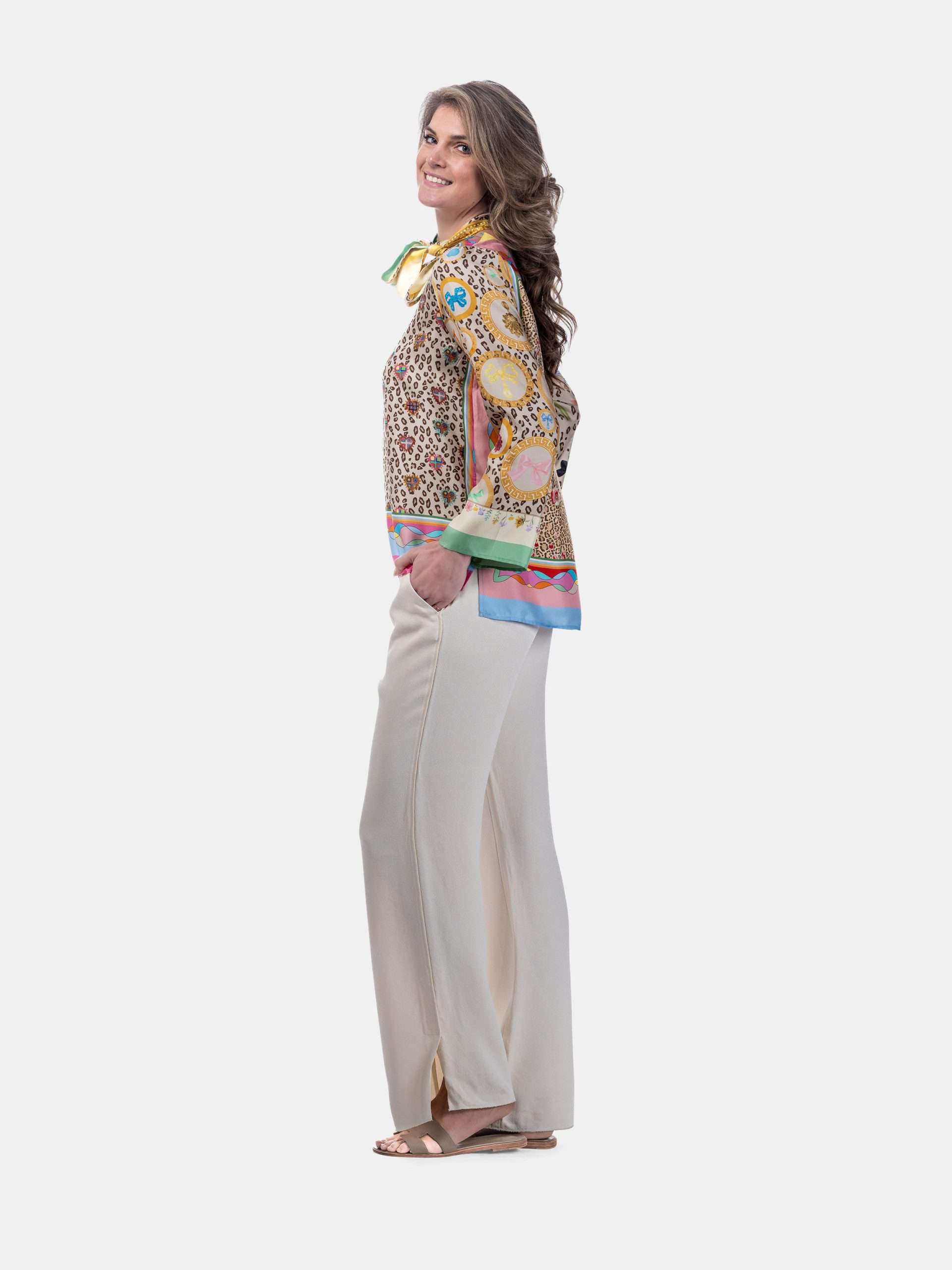 MUCHO GUSTO® Blouse Roma Leopard Baroque With Free Scarf