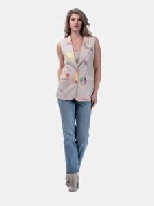 MUCHO GUSTO® Gilet Zanè White Climate Patchwork