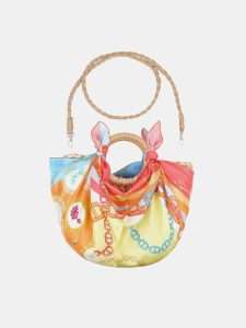 MUCHO GUSTO® Bag With Tied Up Scarf Chain Baroque Print