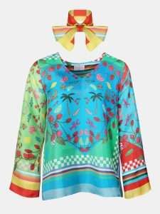 MUCHO GUSTO® Blouse Roma Colorful Tropical Patches Print