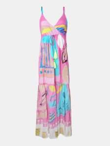 MUCHO GUSTO® Dress Varese Drawn Pink Patchwork