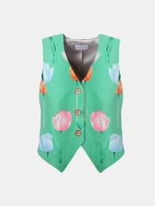 MUCHO GUSTO® Gilet Lesbos Green Tulip Print