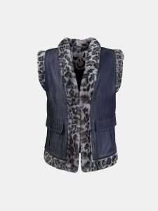 MUCHO GUSTO® Gilet Jeans Grey Leopard