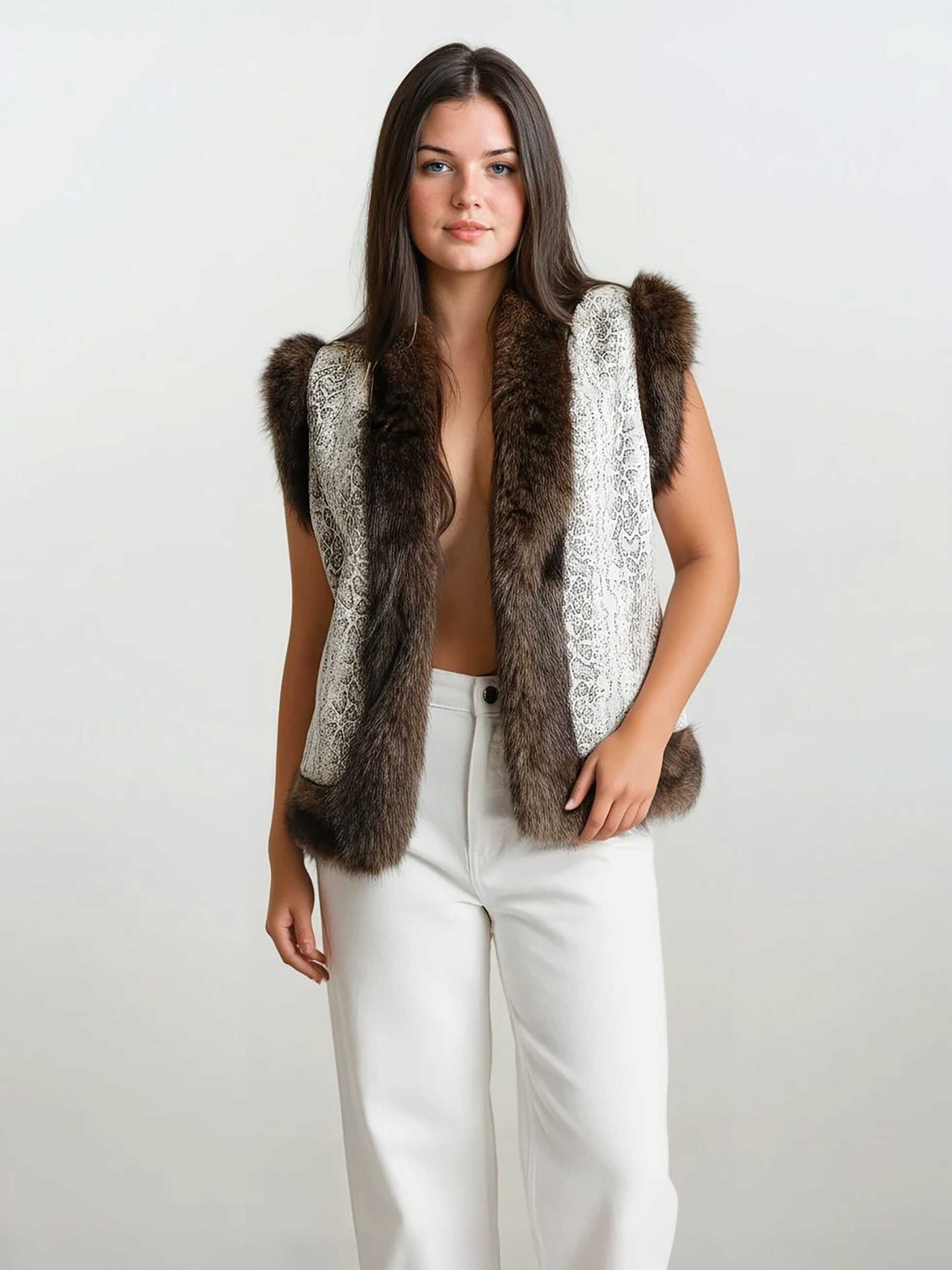 MUCHO GUSTO® Gilet Leopard Nep Bont Wit