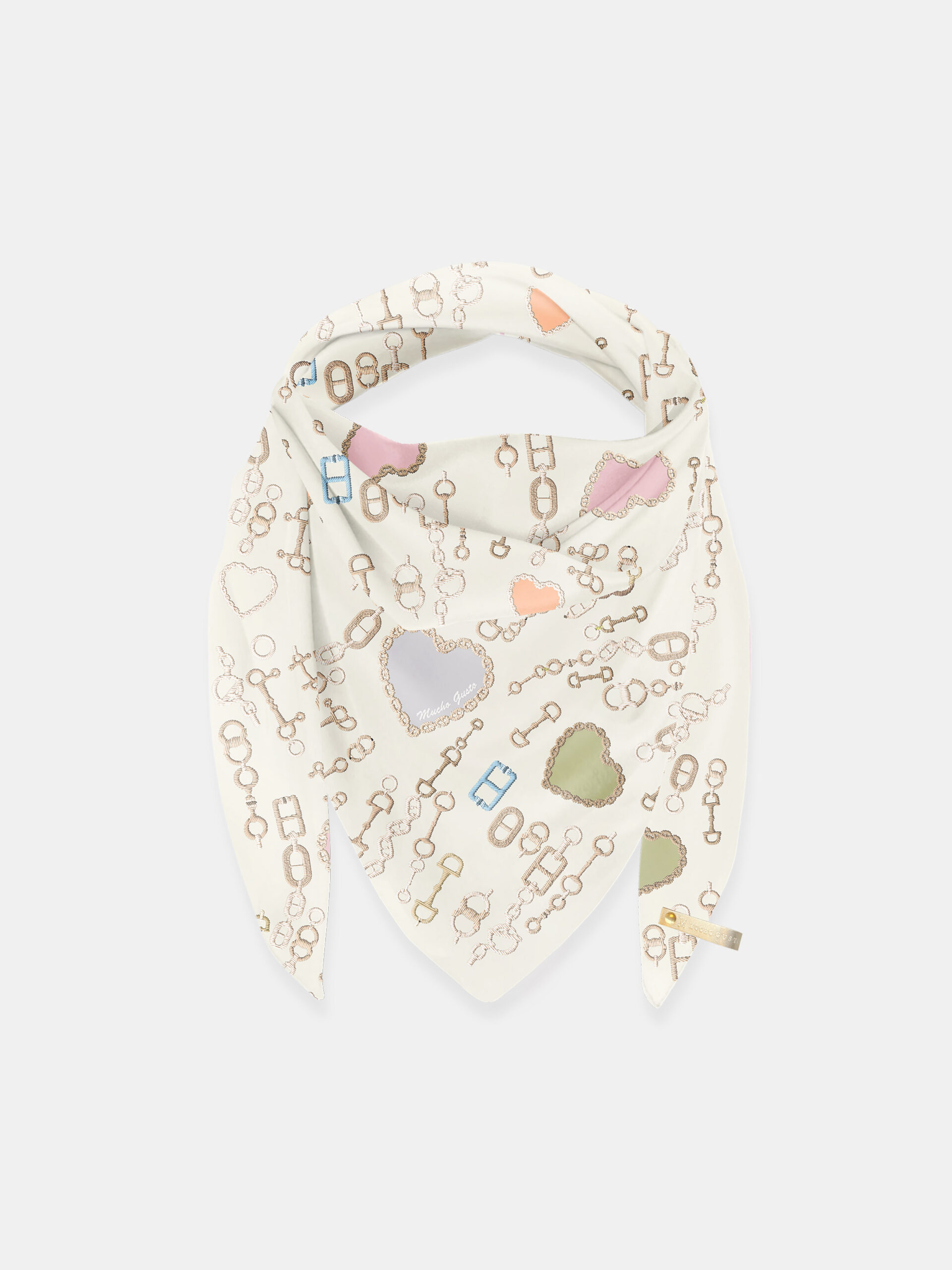 MUCHO GUSTO® Schal Cannes Herzketten-Druck