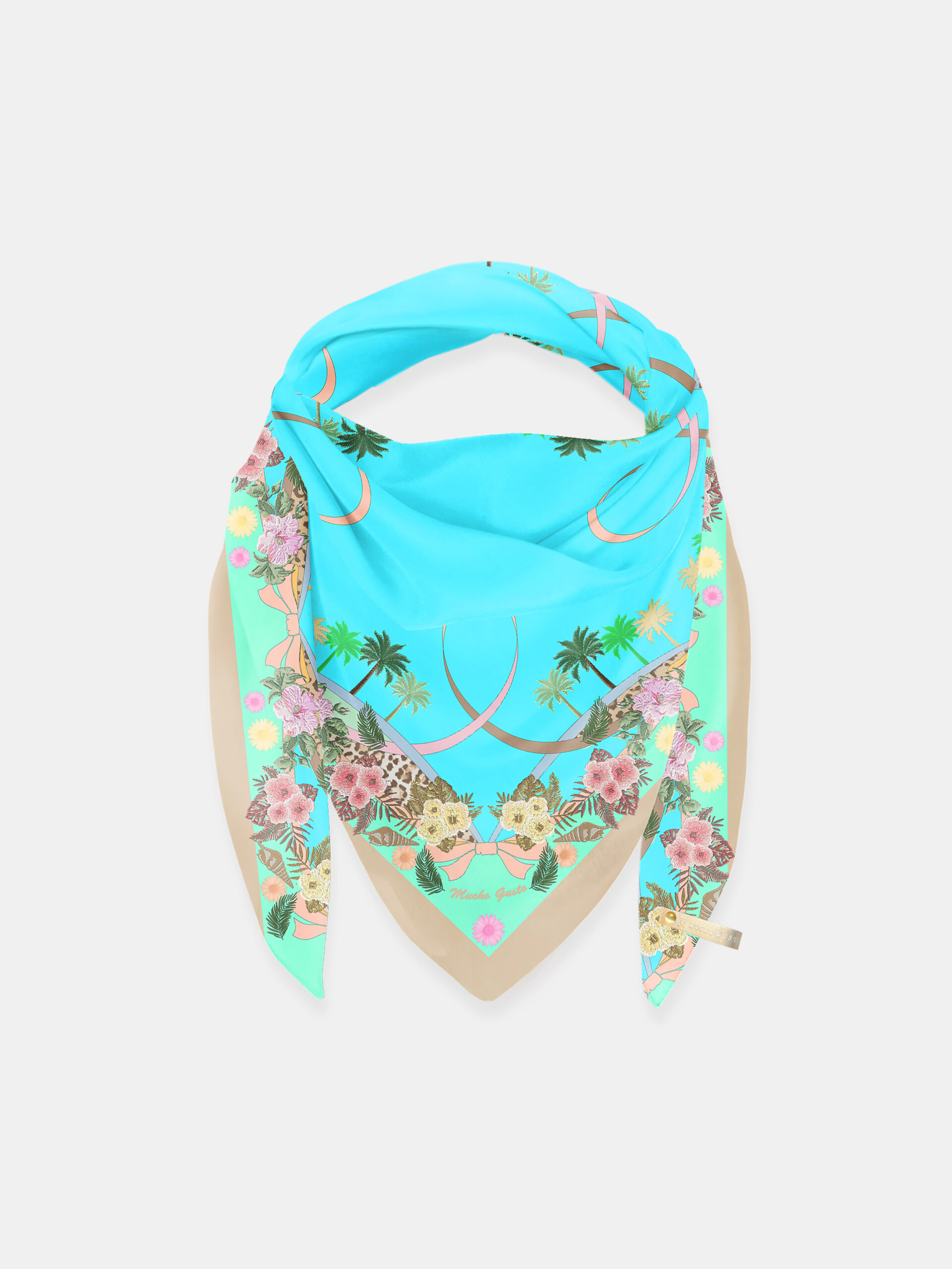 MUCHO GUSTO® Scarf St. Tropez Turquoise Paradise Print