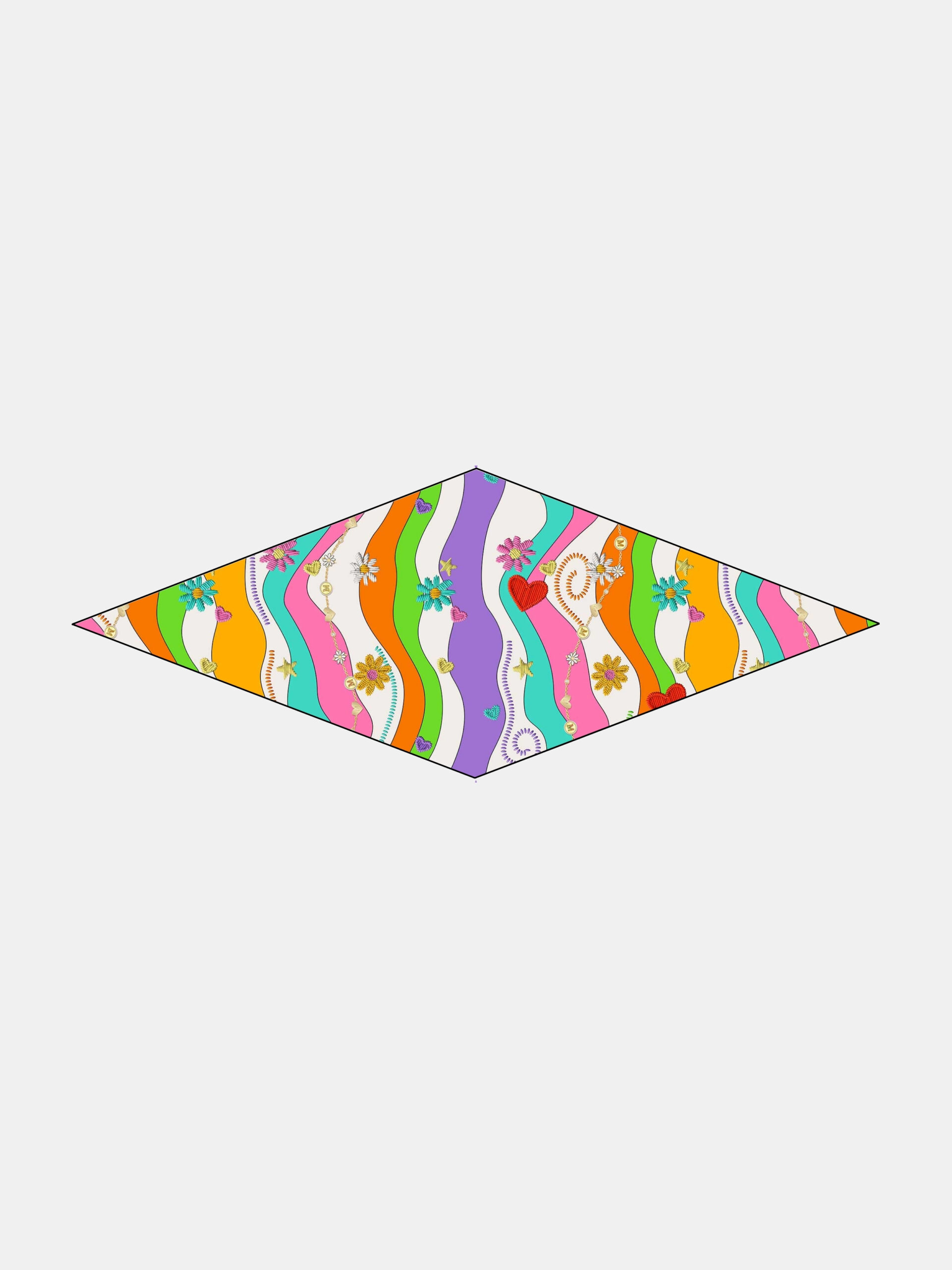 MUCHO GUSTO® Schal Tie Silk Regenbogenherz in Blüte