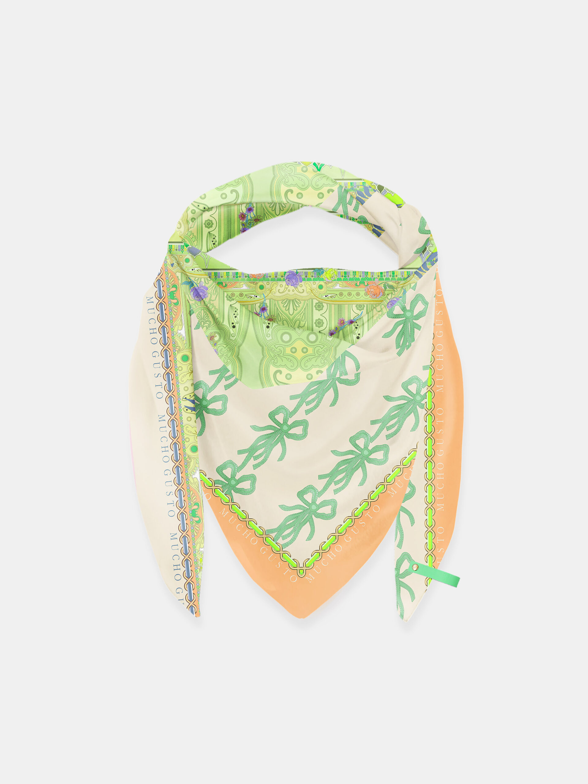 Scarf St. Tropez Crêpe Viscose Green Paisley