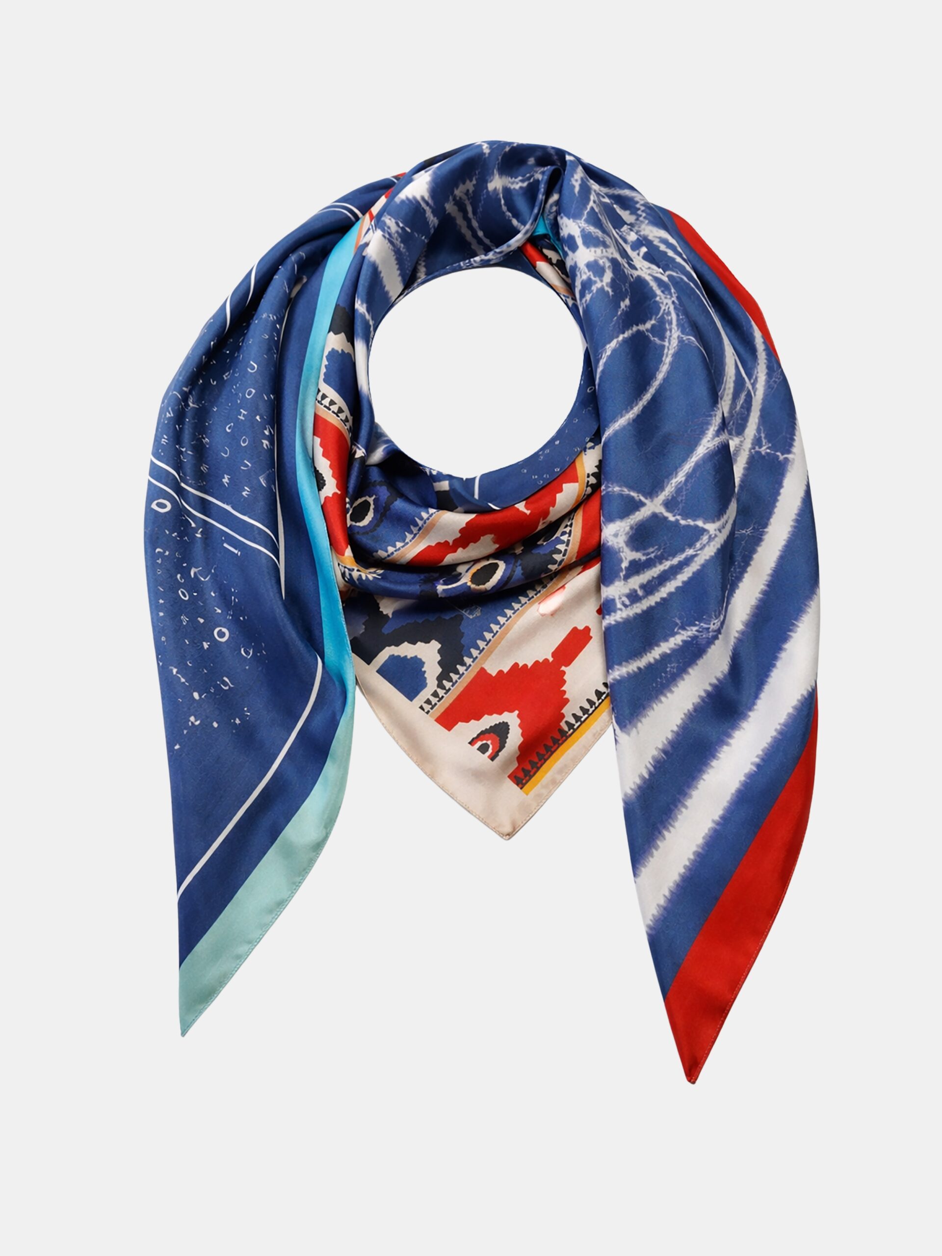 MUCHO GUSTO® Schal St. Tropez Viscose Blau-Rot-Druck