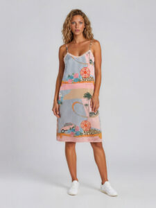 MUCHO GUSTO® Slip Dress Long Vacation Elegance Patchwork