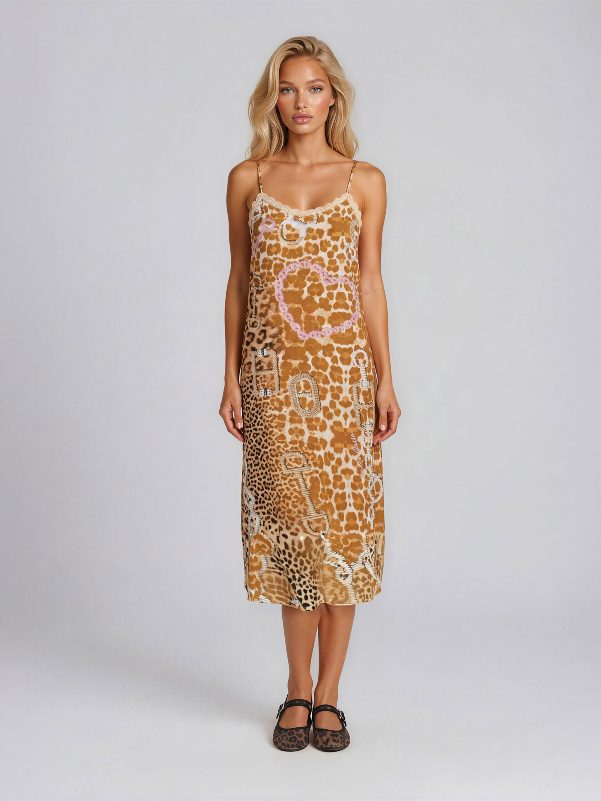 MUCHO GUSTO® Slip Dress Leopard Chain Print
