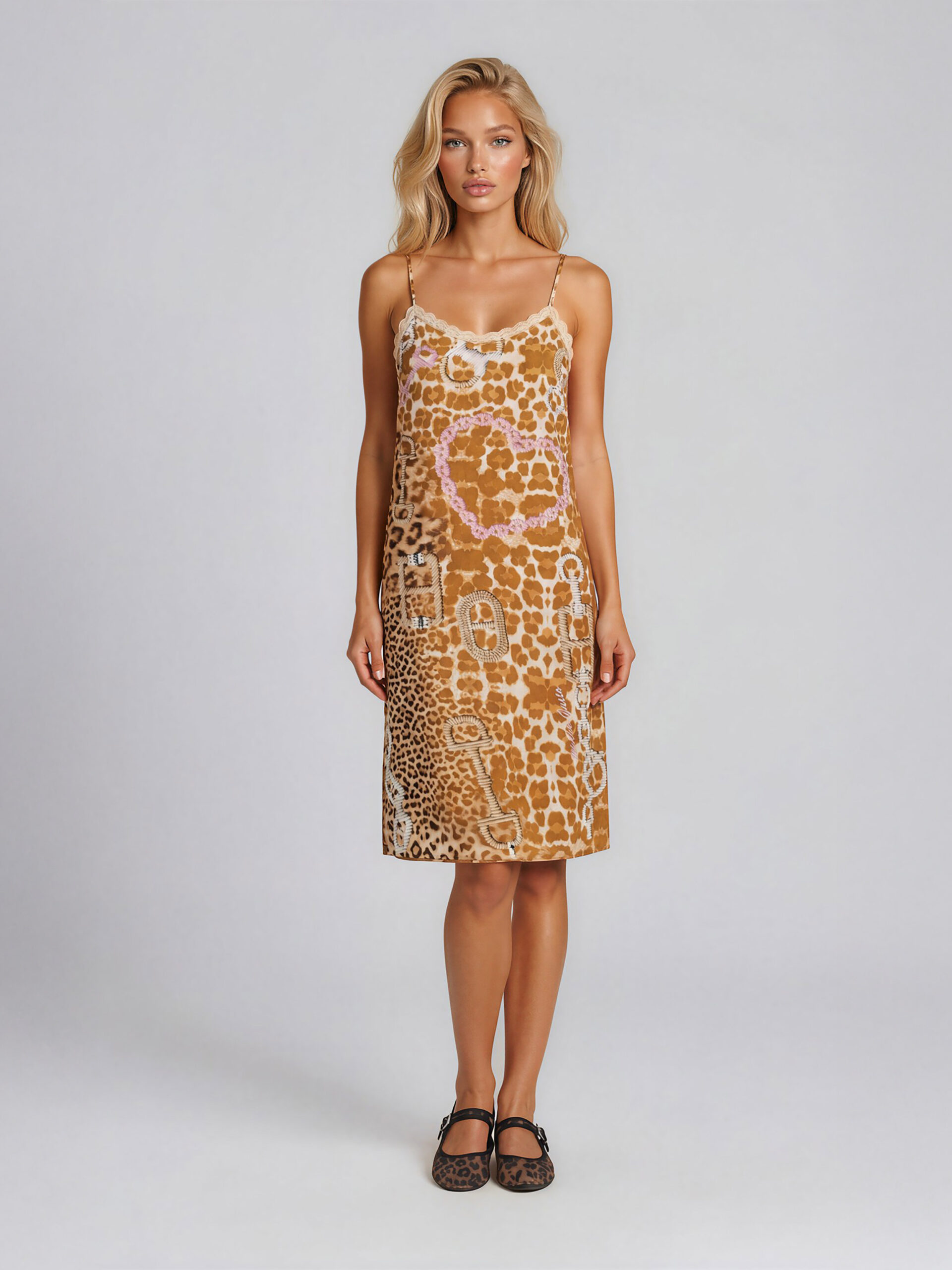 MUCHO GUSTO® Slip Dress Leopard Chain Print