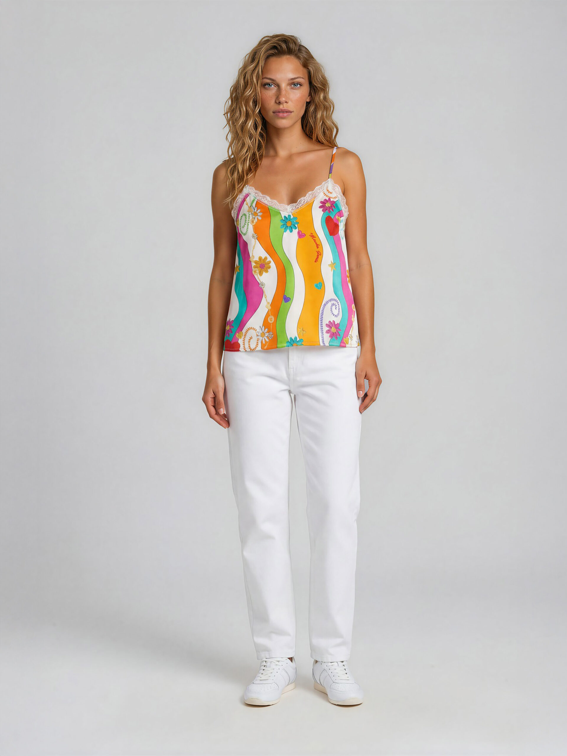 MUCHO GUSTO® Slip Top Meerkleurige Golven Print